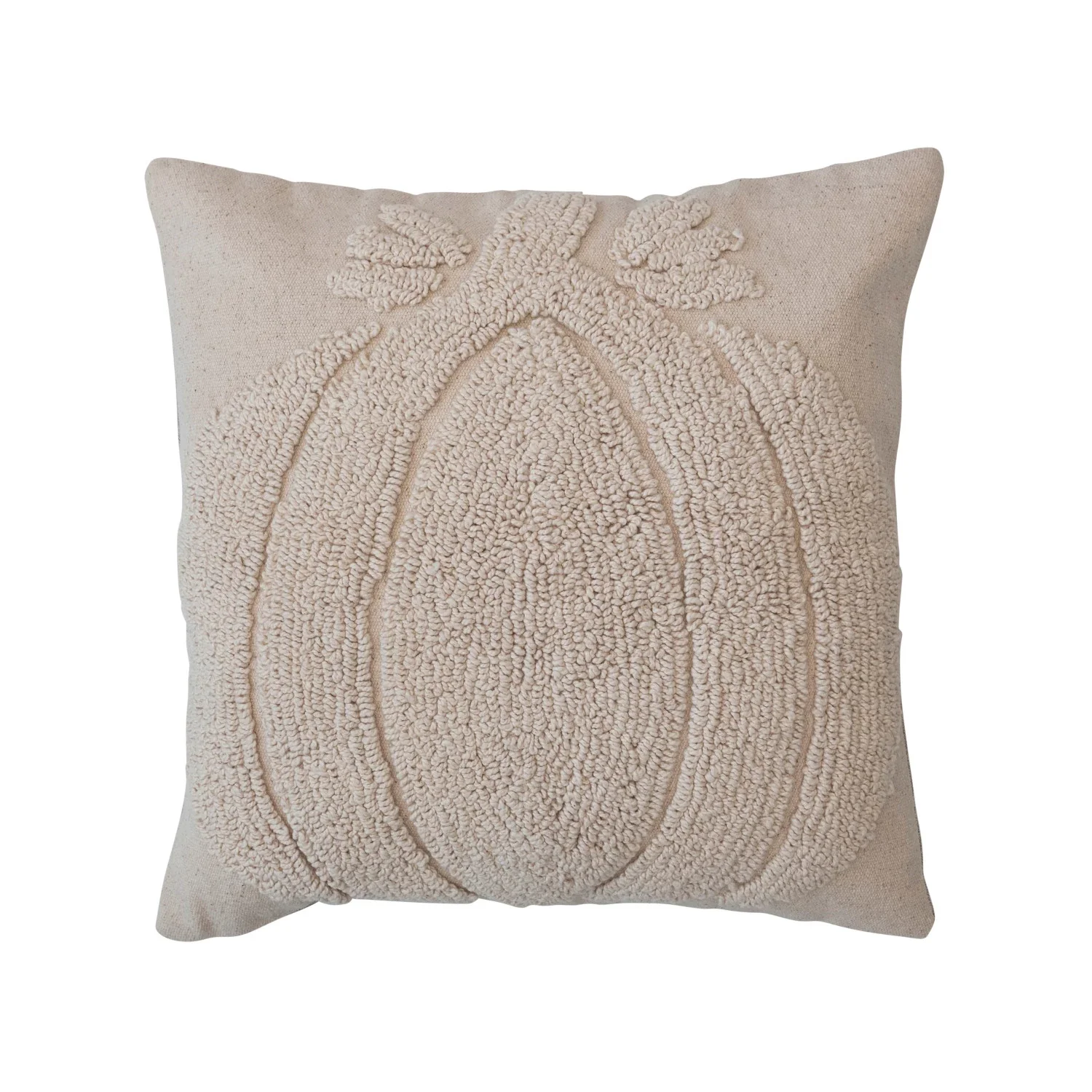 Organic Square Tufted Pillow with Pumpkin Chambray 18 Superior