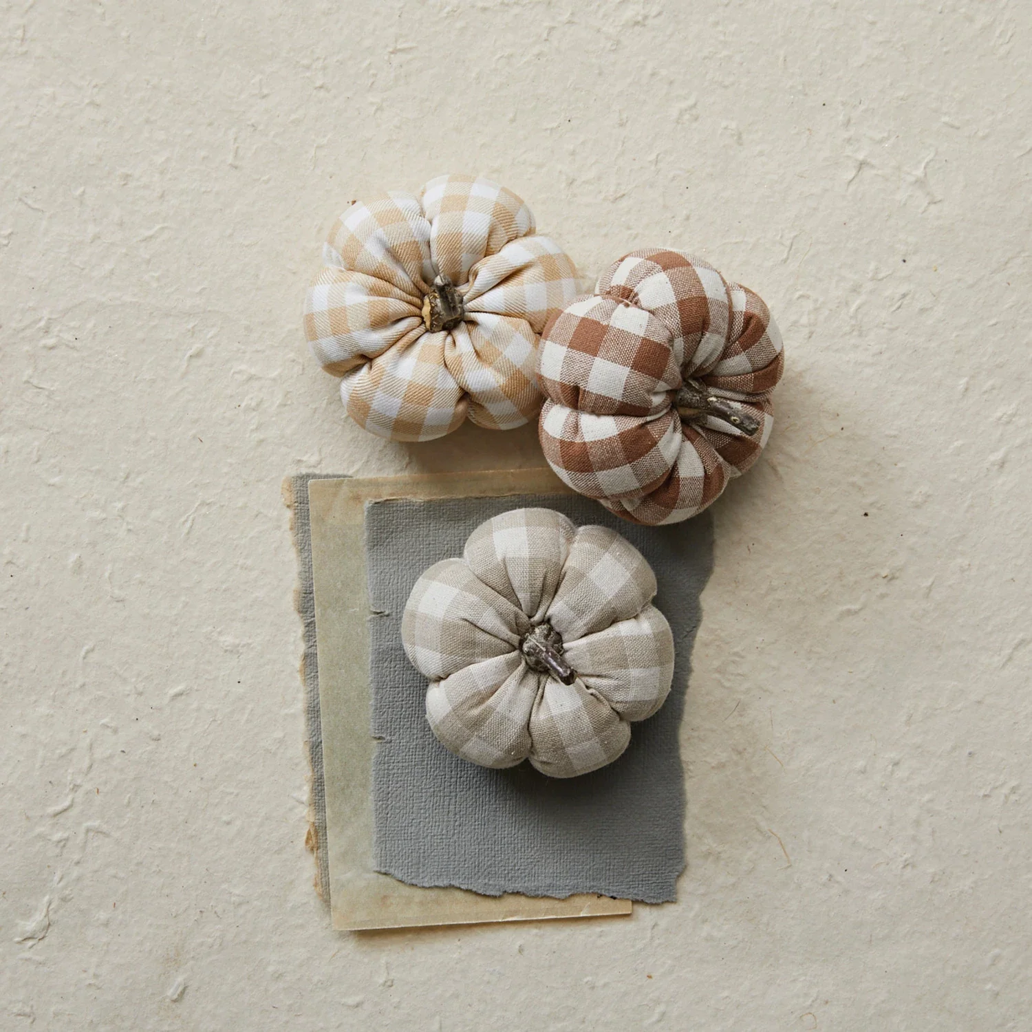 Consistent Fabric Check Pumpkin w Resin Stem 3 x 2 Carefully Designed