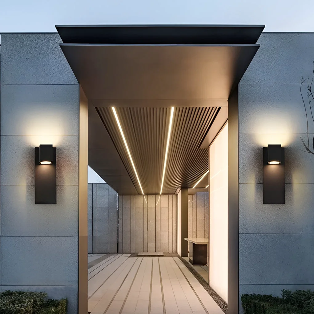 Premium Material Square Waterproof LED Up and Down Lights Modern Outdoor Wall Lamp Wall Sconce Lighting Environmentally Friendly