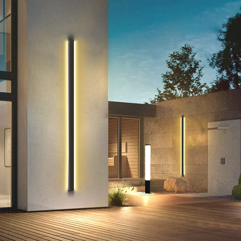 Trendy Long Strip LED Waterproof Black Minimalist Outdoor Wall Lights Exterior Lights Refined