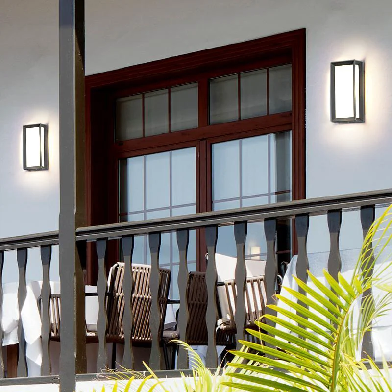 Relaxed Unique Rectangular Frame Waterproof Black Modern Outdoor Wall Lights Durable