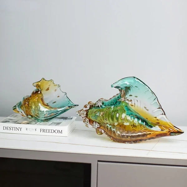 Genuine Modern Glass Conch Shell Sculpture Trusted