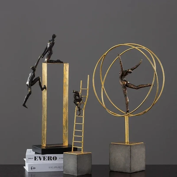 Consistent Modern Creative Resin Gymnast Sculpture Relaxed