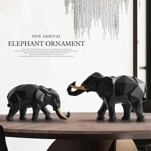 Innovative 2Pcs Elephant Figurine Set Elegant