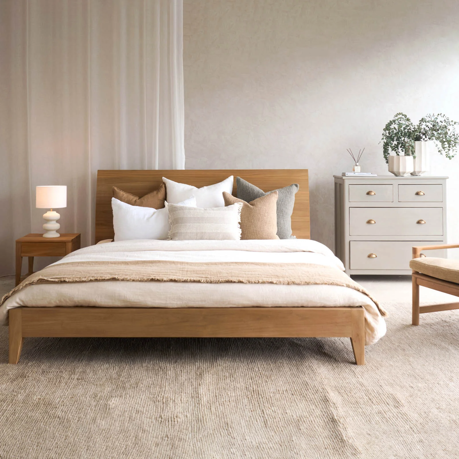 Convenient Arc Bed Frame Teak Green