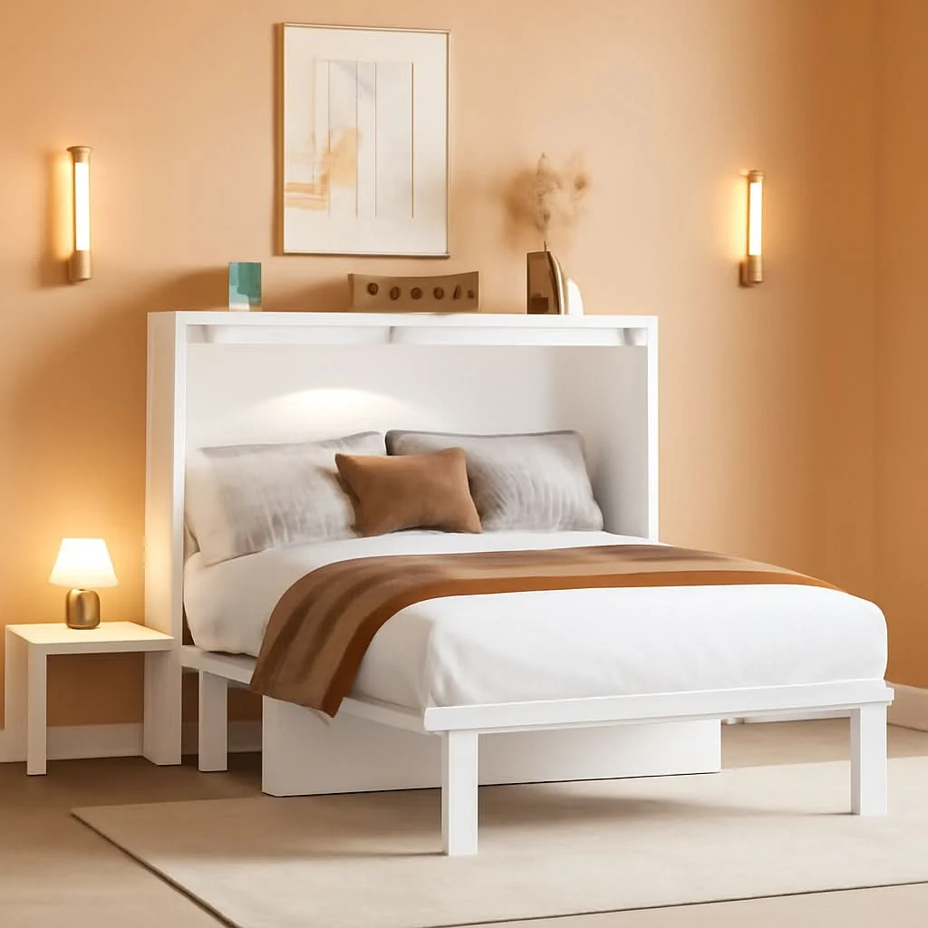 Outstanding White Murphy Bed With Integrated USB Port Official