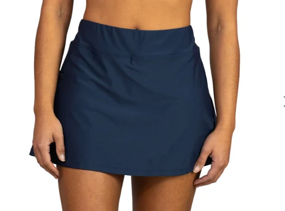 Excellent Missy Side Zipper Swim Skirt w Pockets – Navy Sophisticated