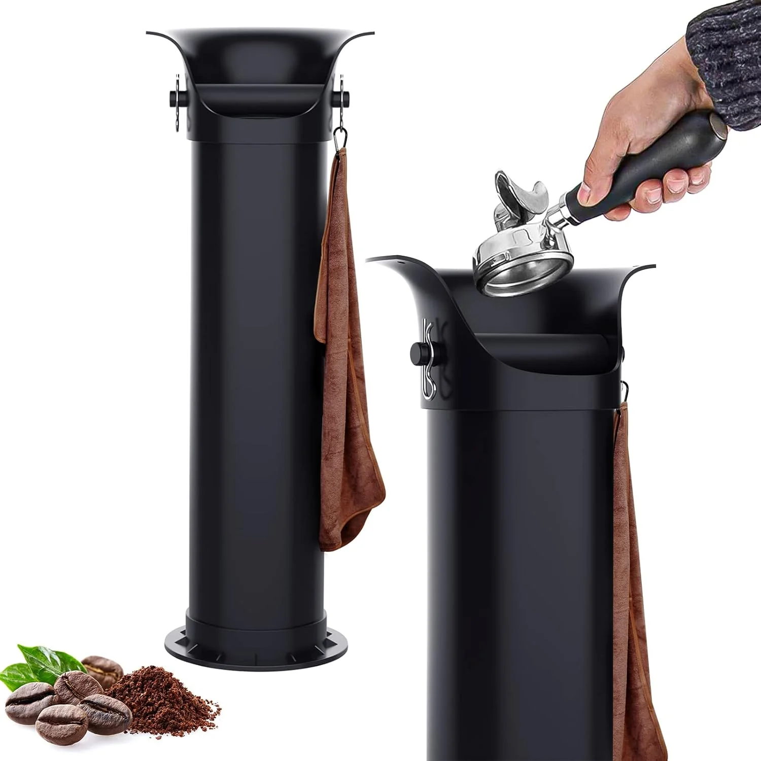 Expertly Made Knock Box for Espresso Grounds Home and Commercial Use Knockbox with Removable Non-Slip Base Barista Towel Espresso Knock Box World-Class