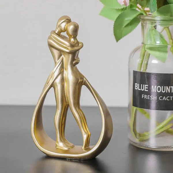 Sophisticated Romantic Couple Embrace Sculpture Casual