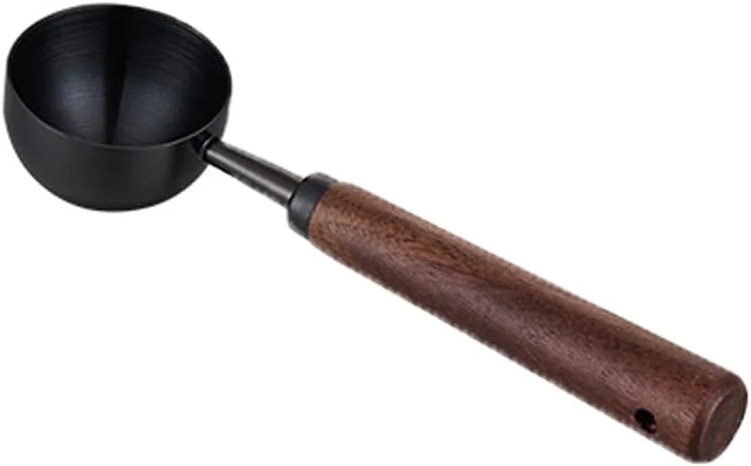 Professional 304 Stainless Steel Coffee Measuring Spoon Wooden Handle Coffee Scoop for Coffee Tea 2 TBSP 30ML Black Elite