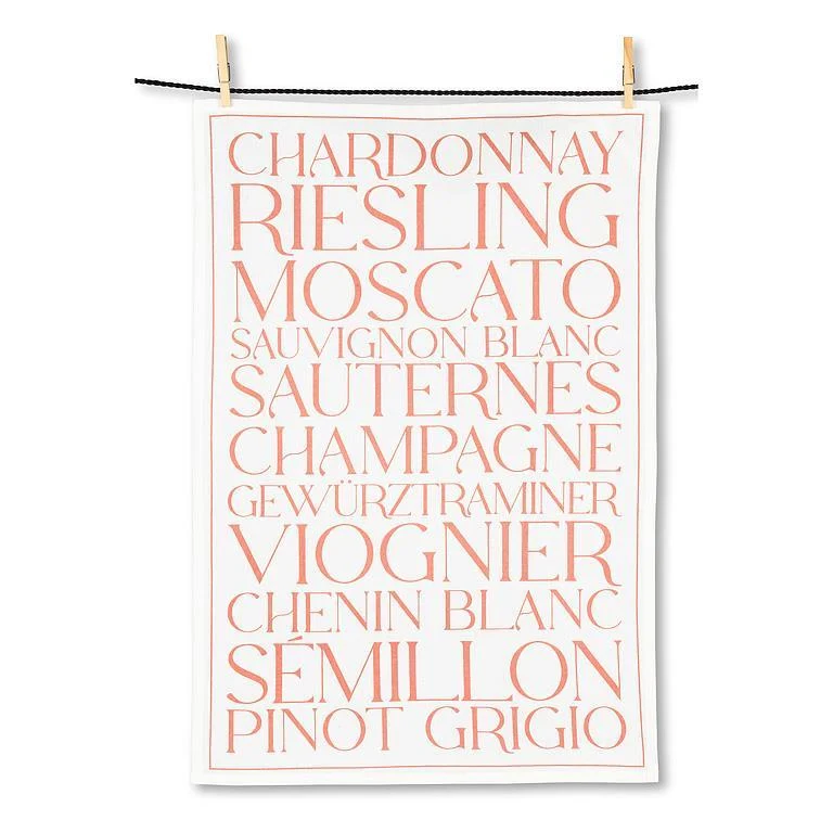 Professional White Wines Text Tea Towel Smooth