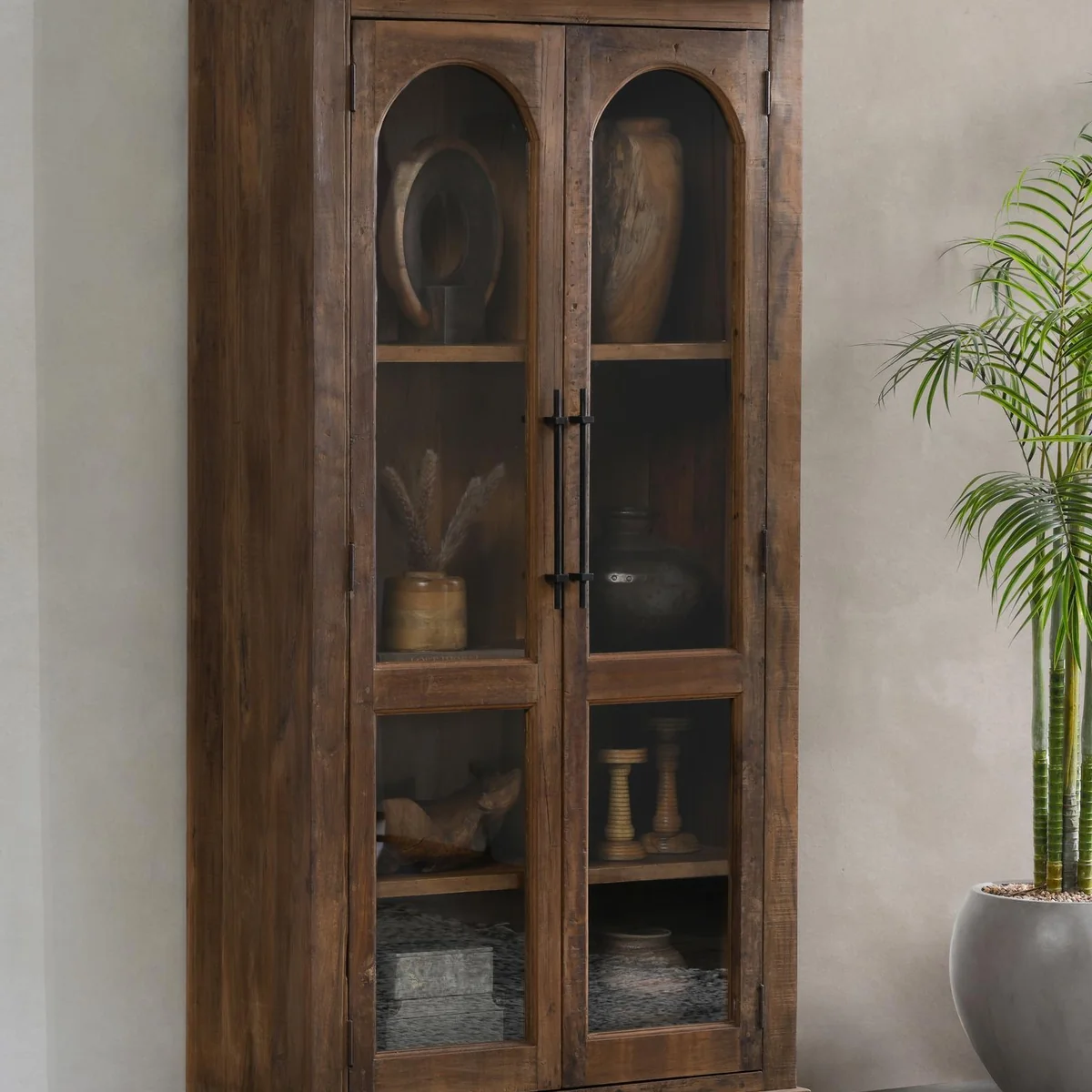 High-Quality Zion Reclaimed Wood Tall Display Cabinet Green