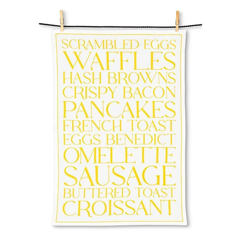 Versatile Breakfast Foods Text Tea Towel High-End