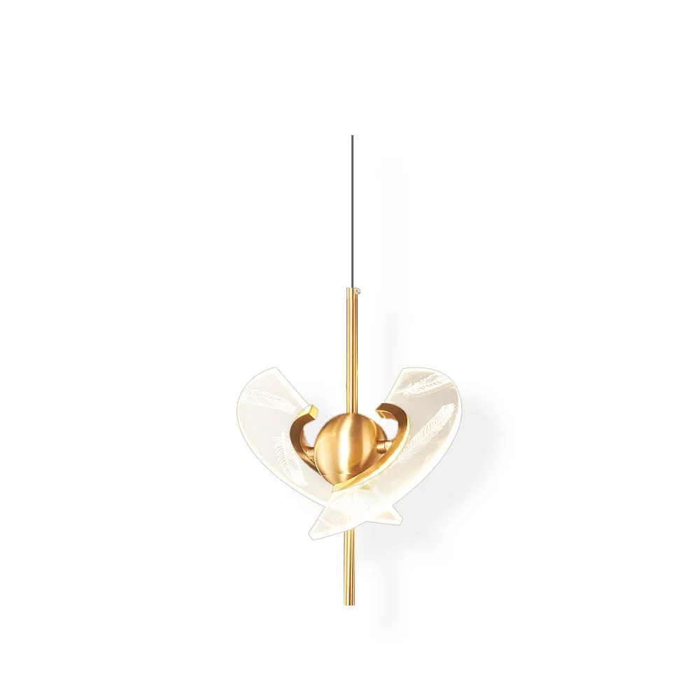 Powerful Brass Feather Pendant Lamp First-Class