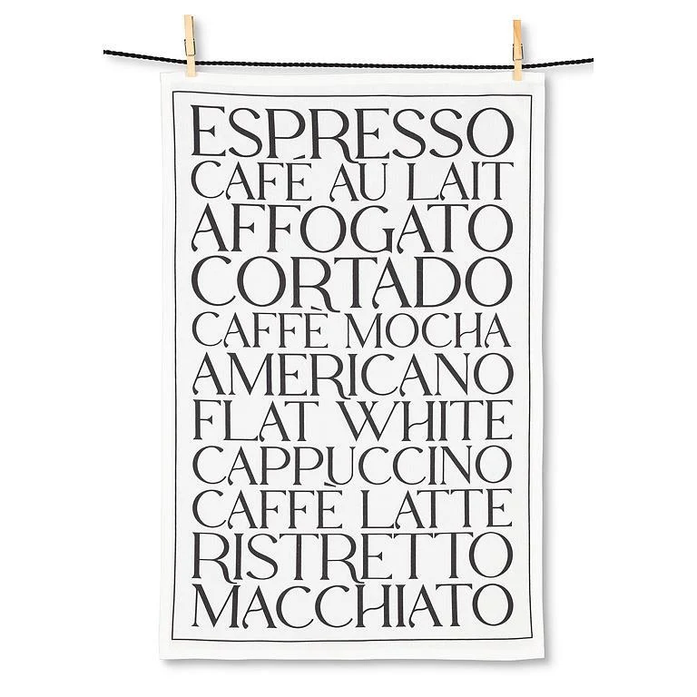 Casual Coffee Types Text Tea Towel Breathable