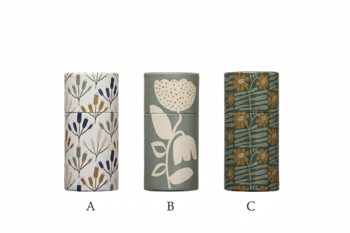 Natural Safety Matches in Tube Matchbox w Flowers Trendy