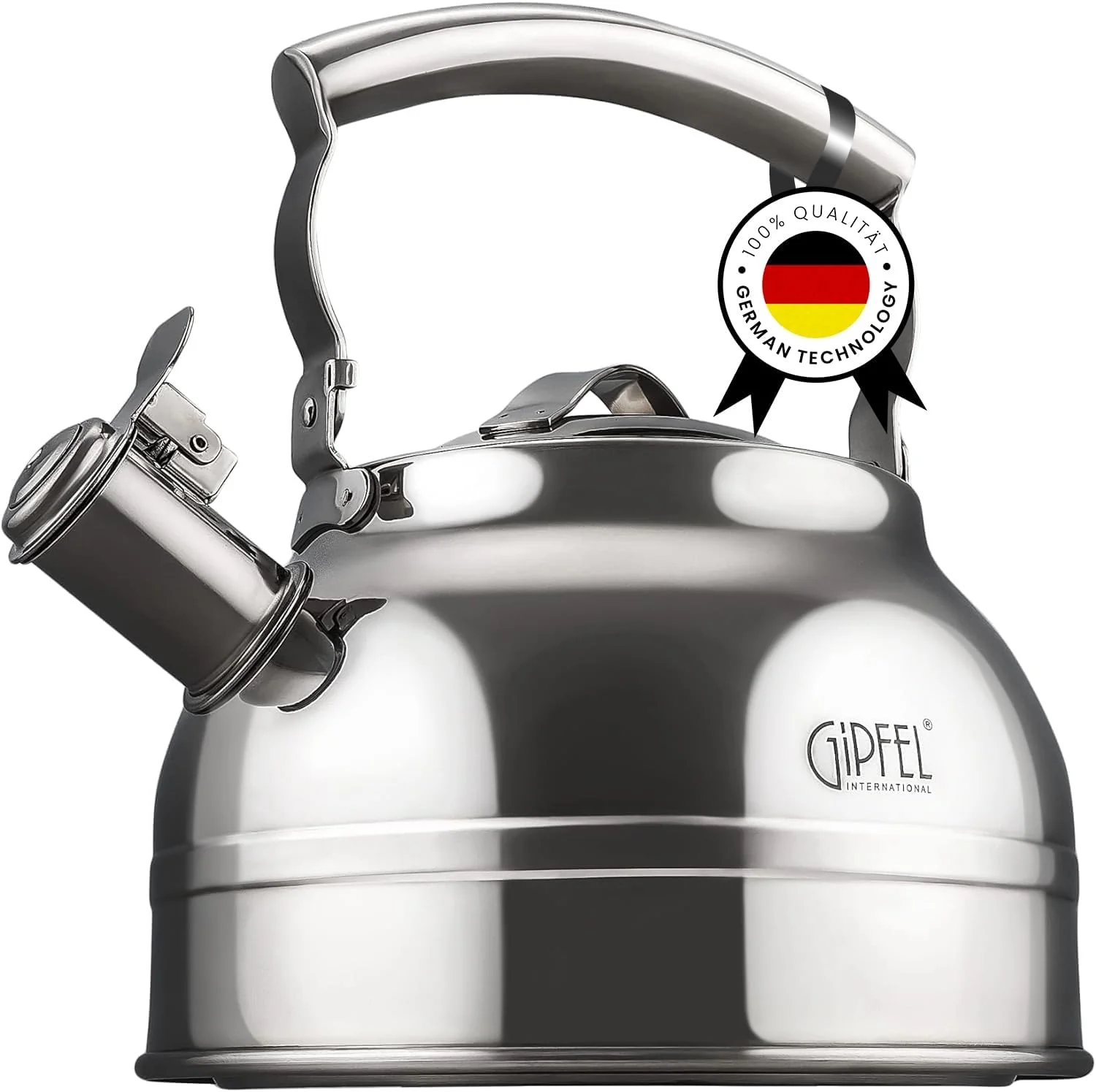 First-Class Whistling Tea Kettle Stovetop – Food Grade Stainless Steel Teapot for Stove Top with Ergonomic Handle for Gas Induction Electric Stovetops 2.3 Quart Recyclable