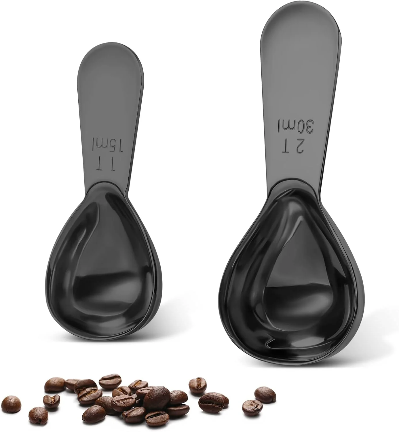 Fine Crafted Stainless steel coffee scoop 2-piece set 1 tbsp 2 tbsp durable Tablespoon ergonomic measuring spoon Unique