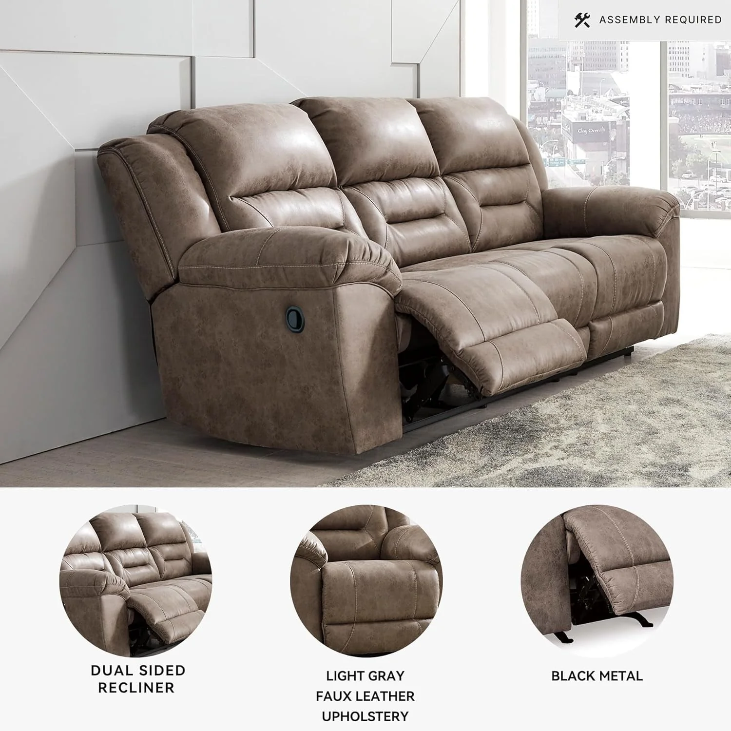 Healthy Stoneland NinetyInch DualSided Reclining Living Room Sofa Comfortable