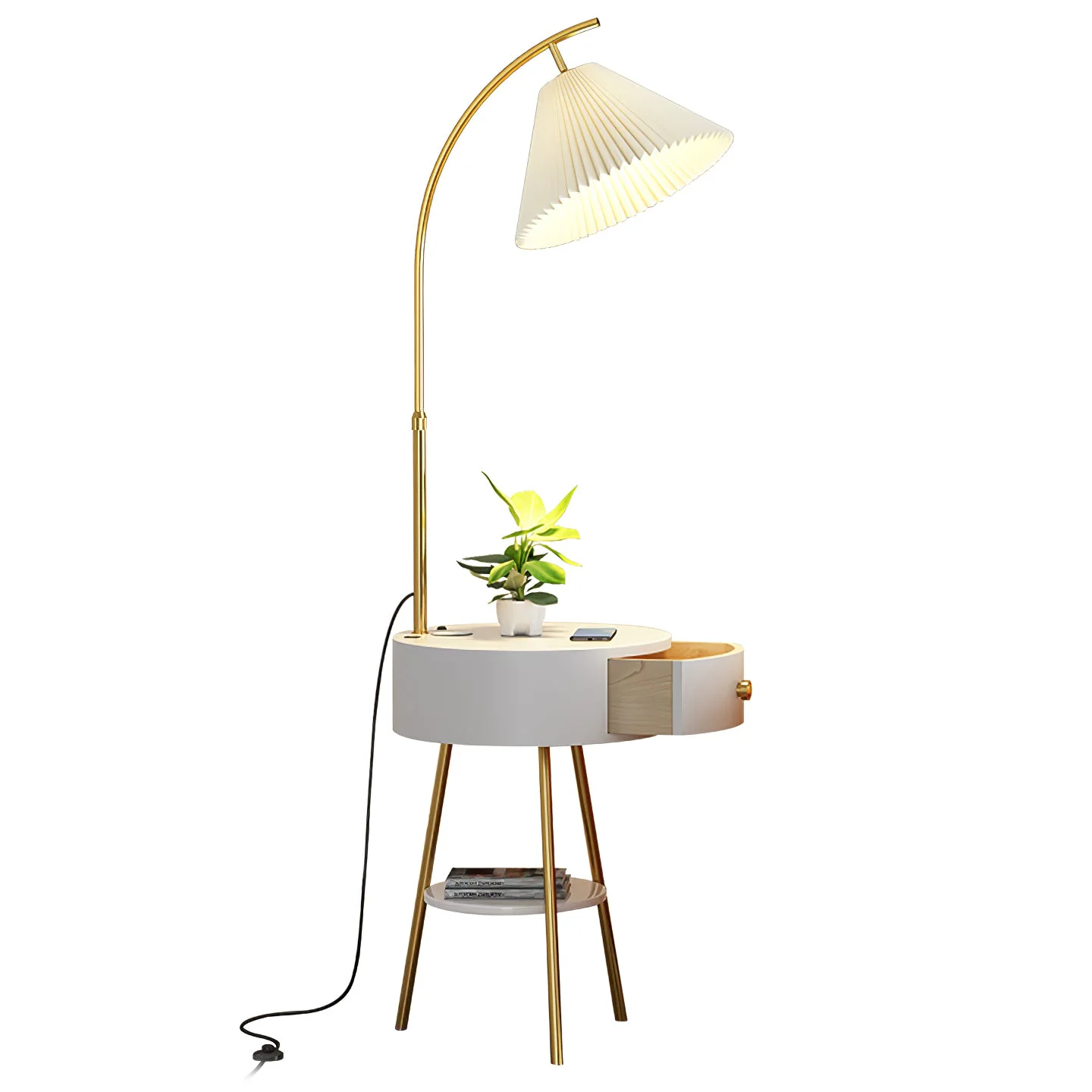 Responsible Pleated Fabric Drawer Floor Lamp Sustainable