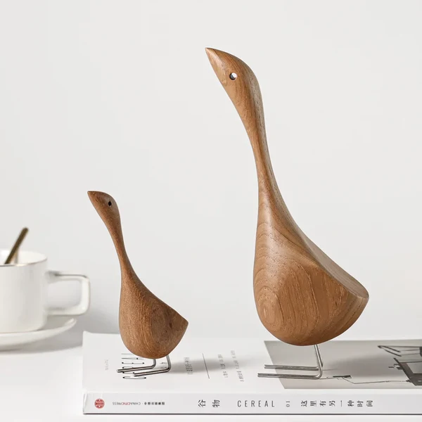Specialty Nordic Wooden Goose Figurines Minimalist