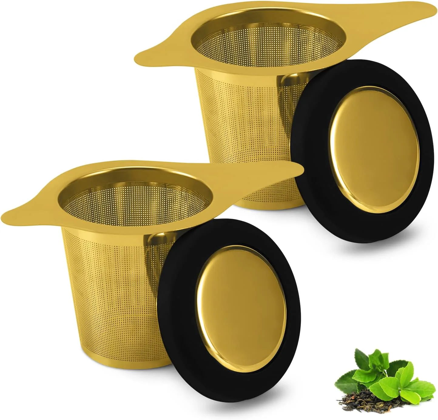 High-Quality Two Pack Tea Infuser Basket Stainless Steel Tea Strainer Tea Filter With Small Strainer And Lid Tea Diffuser For Loose Tea Superior Brewing Trendy