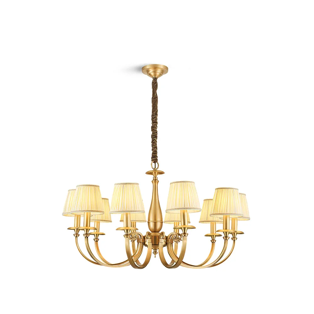 Natural Pleated Brass Chandelier World-Class