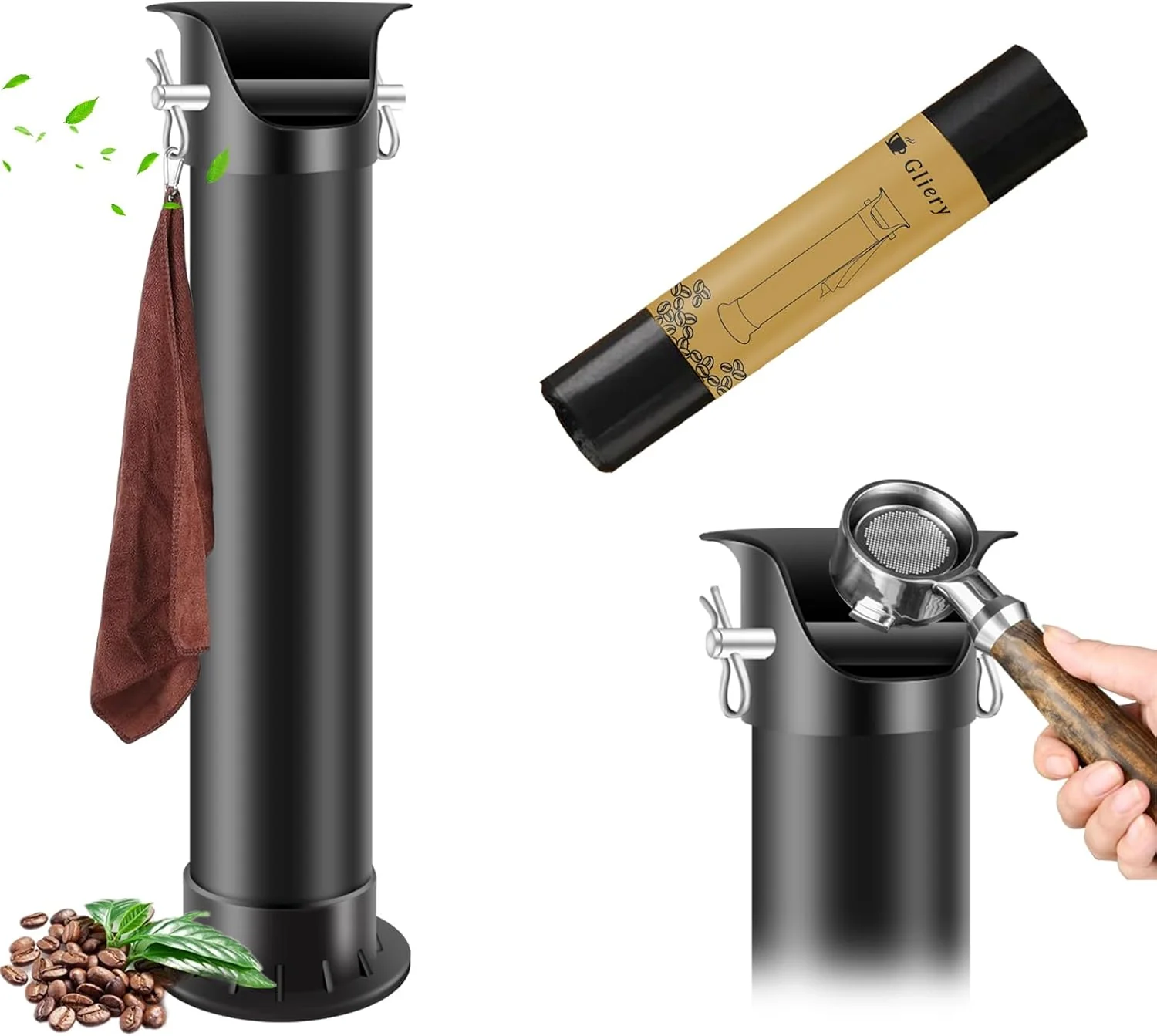 Versatile Espresso Coffee Knock Box for Barista Commercial Knock Box for Espresso Coffee Grounds Floor Standing Knock Box with Garbage Bags and Towels Casual