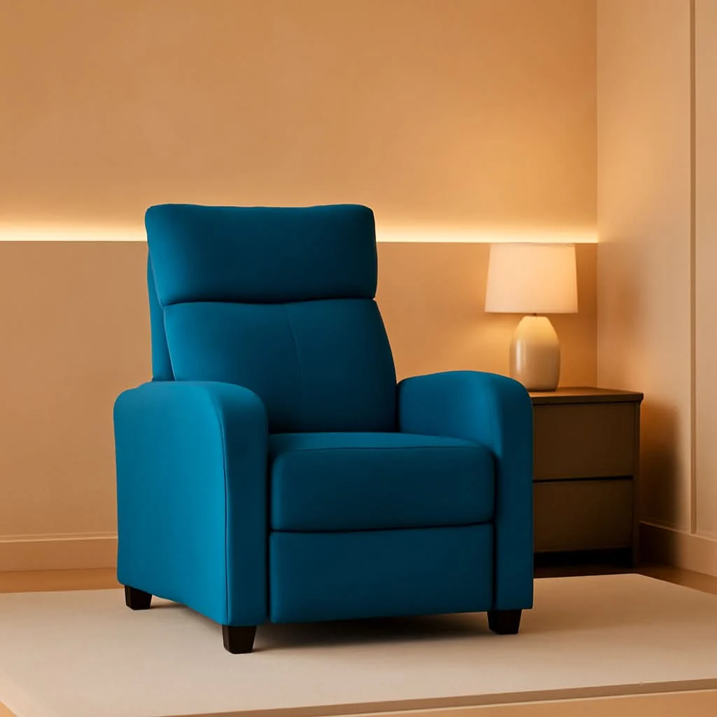 Consistent Blue Fabric Recliner Chair For Living Room Comfort Professional