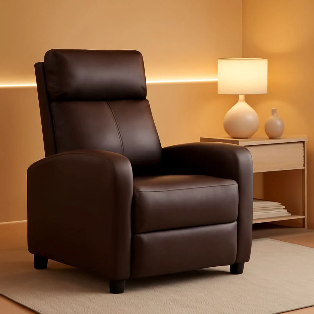 Powerful Recliner Chair Brown Adjustable Living Room Armchair Trendy