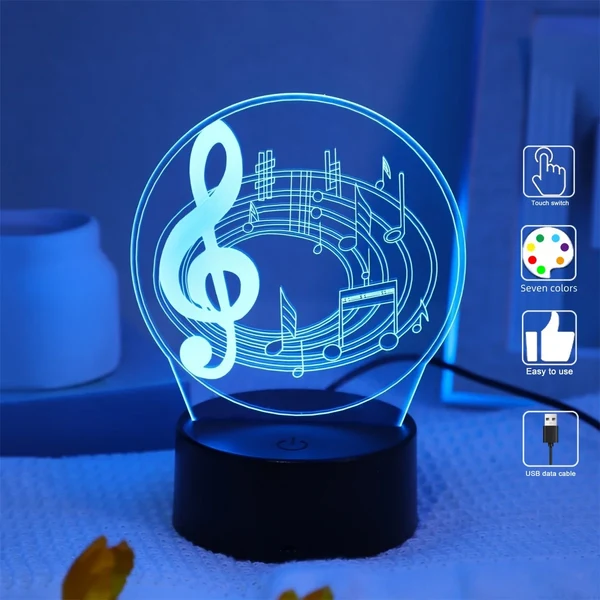 Convenient 3D Musical Note Night Light Powerful