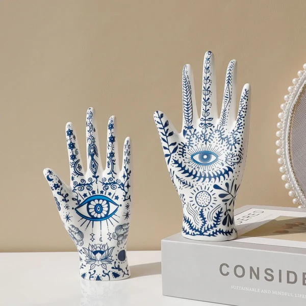 Versatile Eye of Fatima Ceramic Jewelry Holder Pure