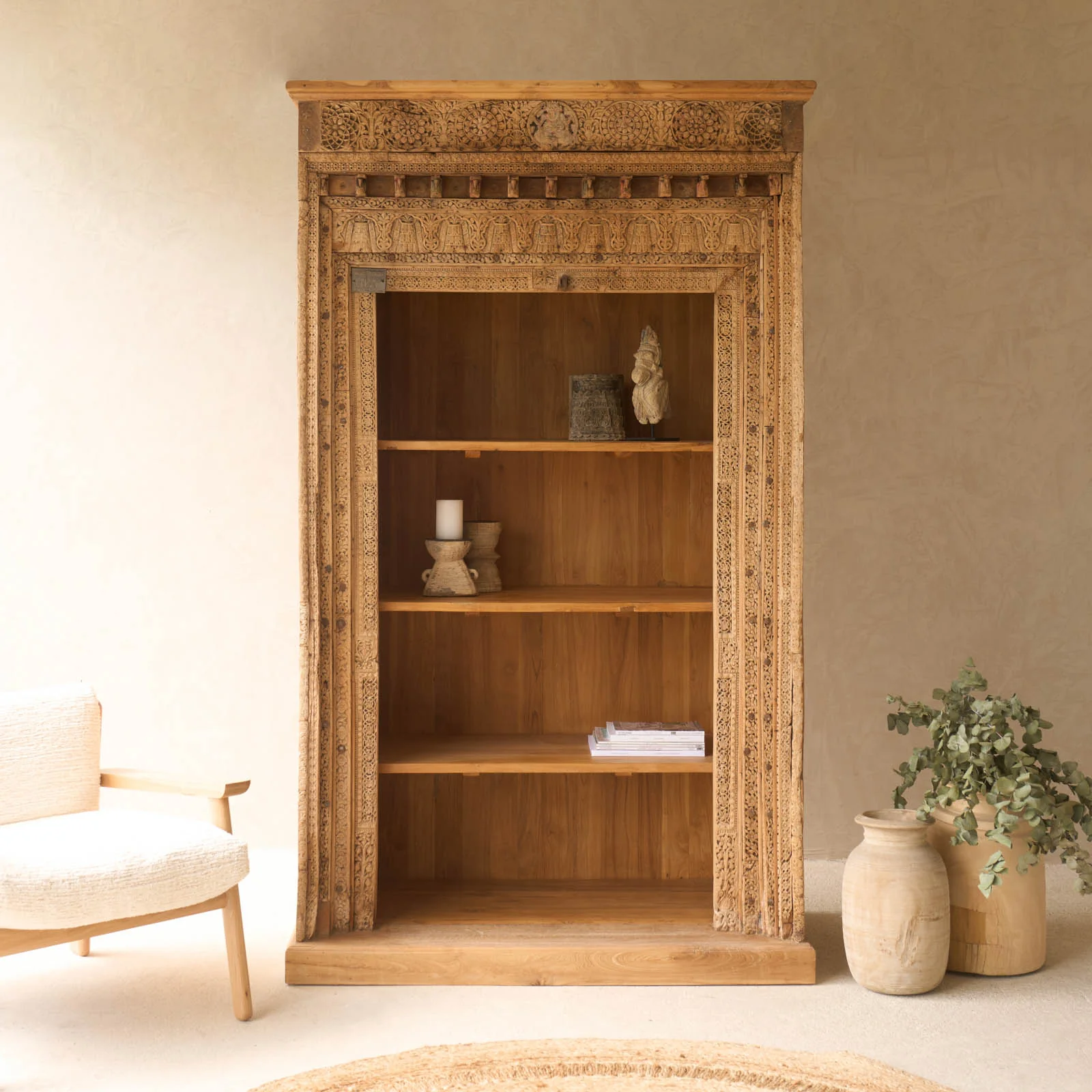 Expertly Made Vintage Tall Bookshelf Natural Modern