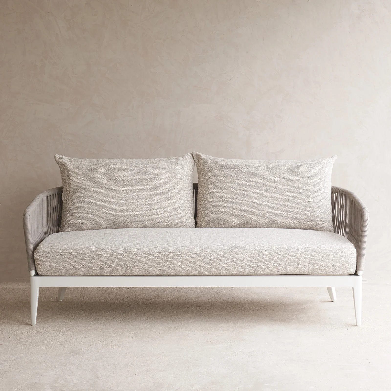 Durable Hamilton Outdoor Sofa 2 Seater White Frame – Taupe 174cm Reusable