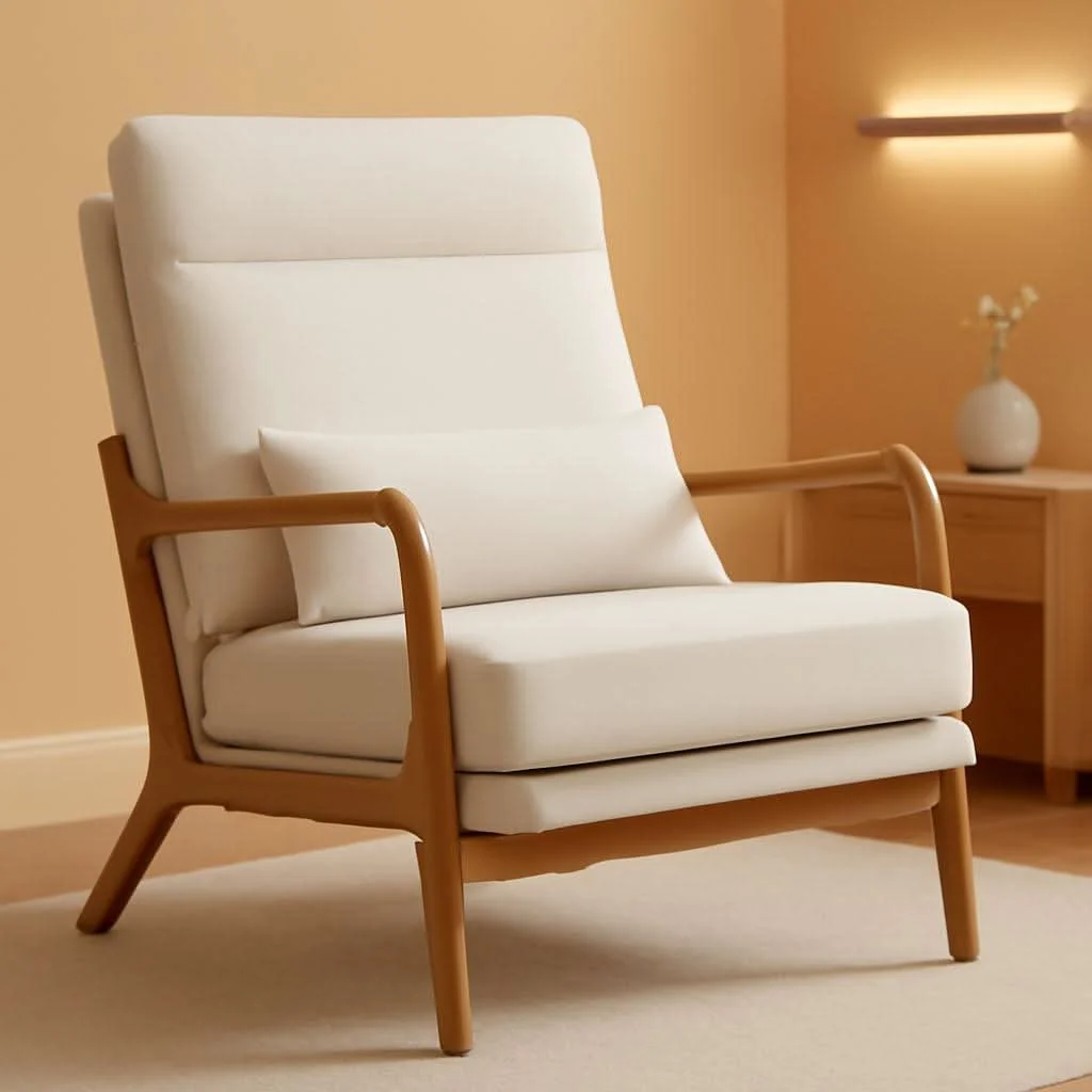 Enhanced High Back Mid Century Linen Accent Chair For Living Room Consistent