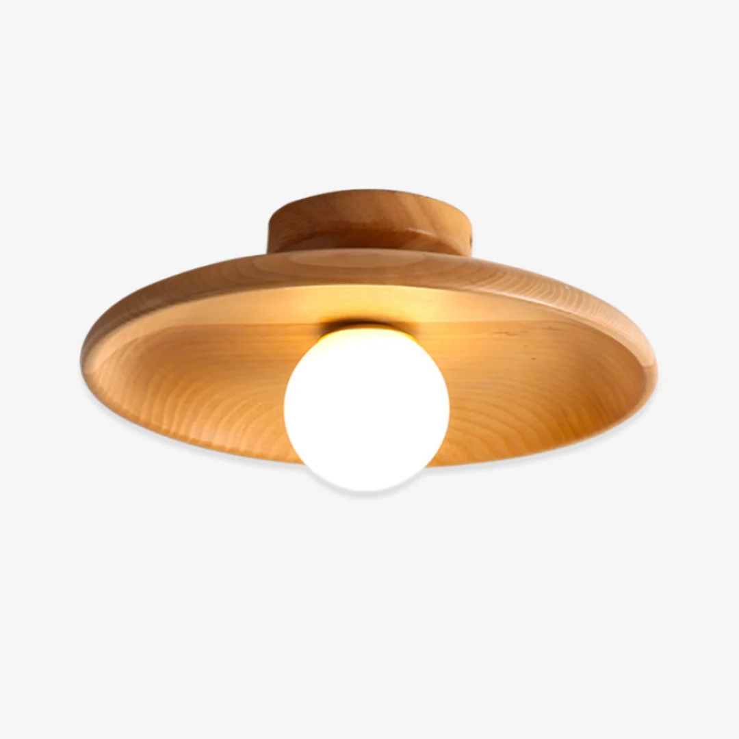 Stylish Vintage Flat Wooden Ceiling Light Authentic