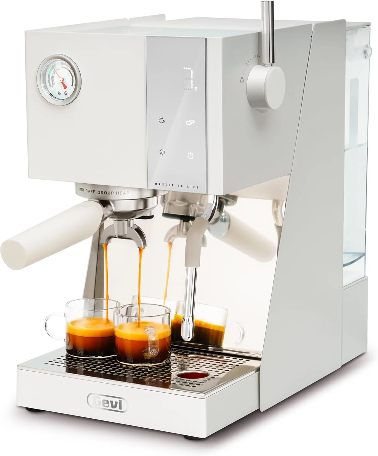 Reliable Gevi Espresso Machine with OPV 20Bar Espresso Maker with Milk Frother Steam Wand Dual Display 58mm Portafilter Stainless Steel Espresso Machines for Espresso Latte Cappuccino White Eco-Friendly