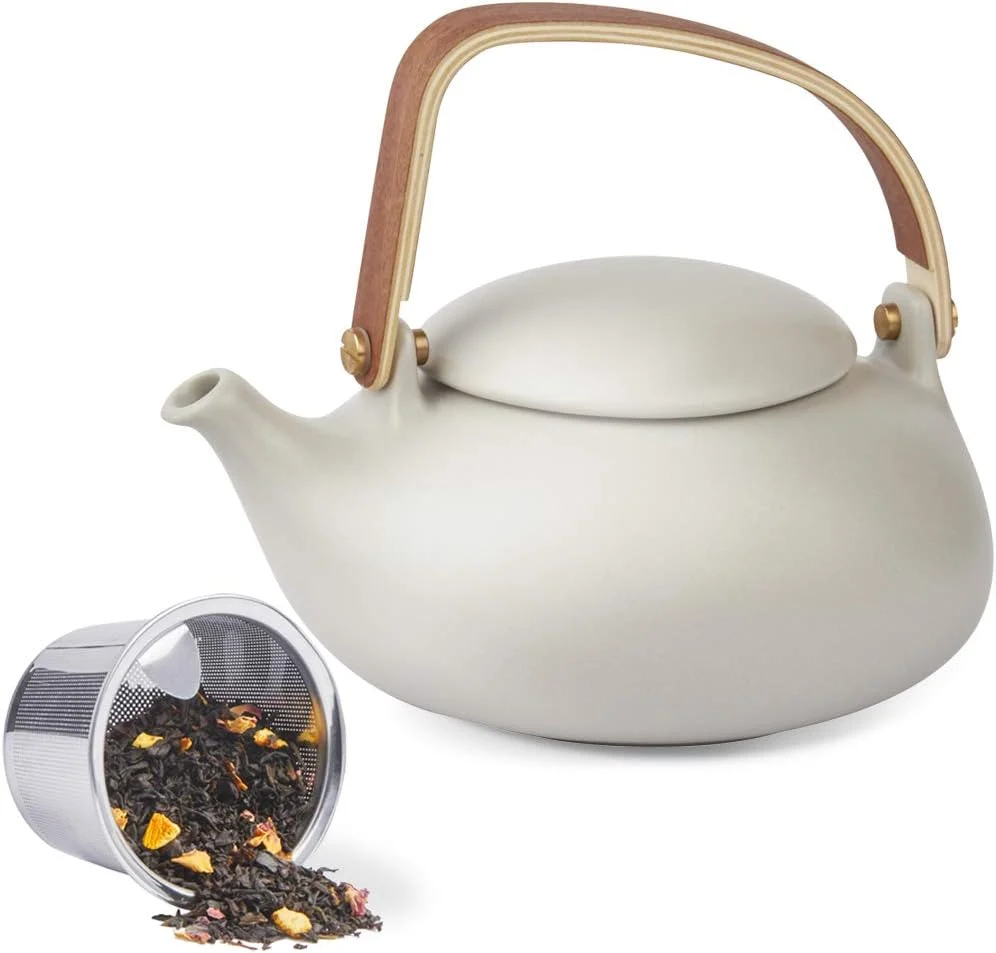 Premium Zens Vintage Japanese Teapot with Strainer 27oz Matte Ceramic Loose Leaf Teapot with Infuser Selected