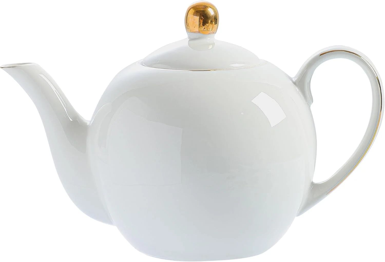 Exceptional 30oz White Porcelain Teapot Classic design tea pot with Gold Trim Beautiful white teapots for loose leaf tea and tea bags Tea Party friendly Recyclable
