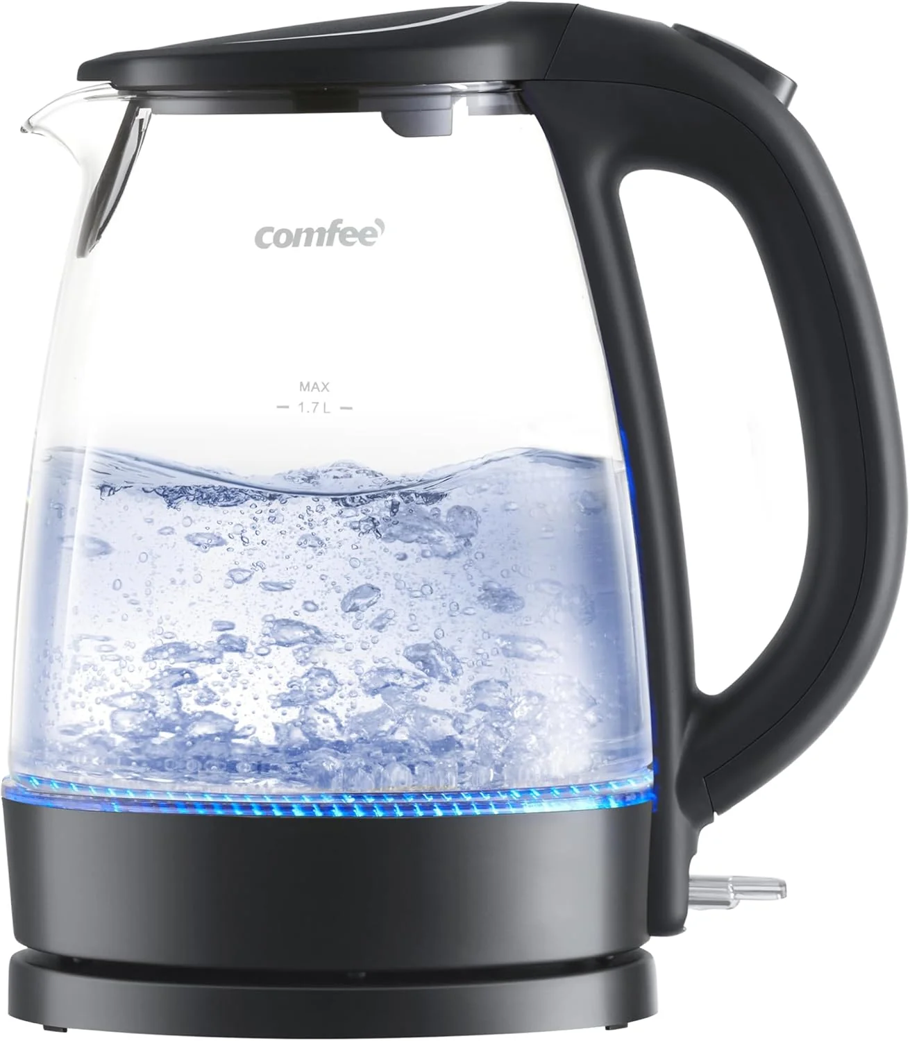 Environmentally Friendly COMFEE’ Electric Kettle 1.7L Hot Water Boiler 1500W Fast Boil Glass Electric Tea Kettle with LED Indicator Auto Shut-Off and Boil-Dry Protection Prestigious