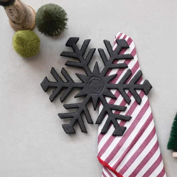 Fast Snowflake Shape Cast Iron Trivet 8.5 x 7.5 Recyclable