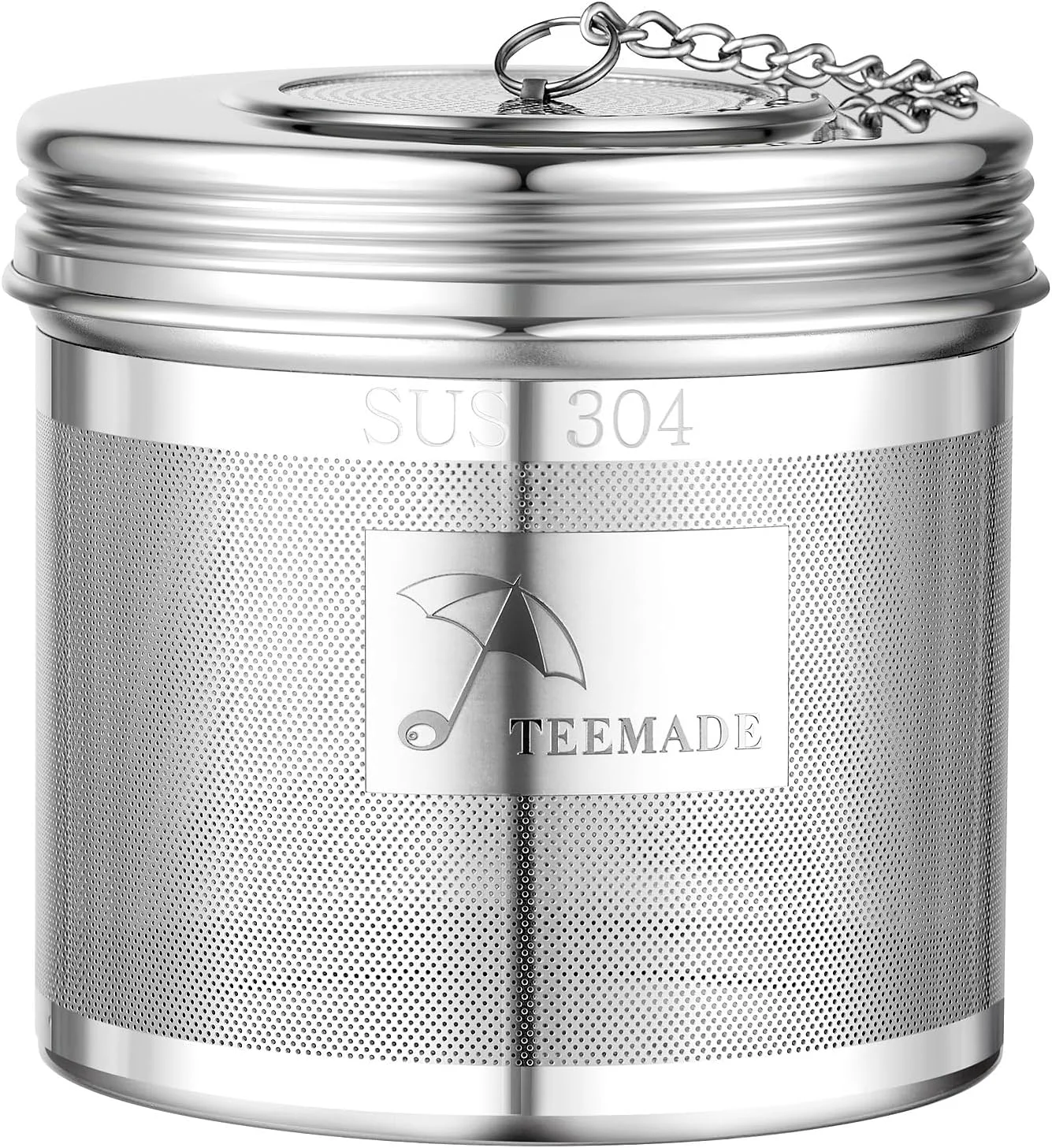 Powerful Extra Large Tea Infuser -304 Stainless Steel with Threaded Lid Chain Hook- for Loose Leaf Tea Cooking Herbs Iced Tea Soup Verified