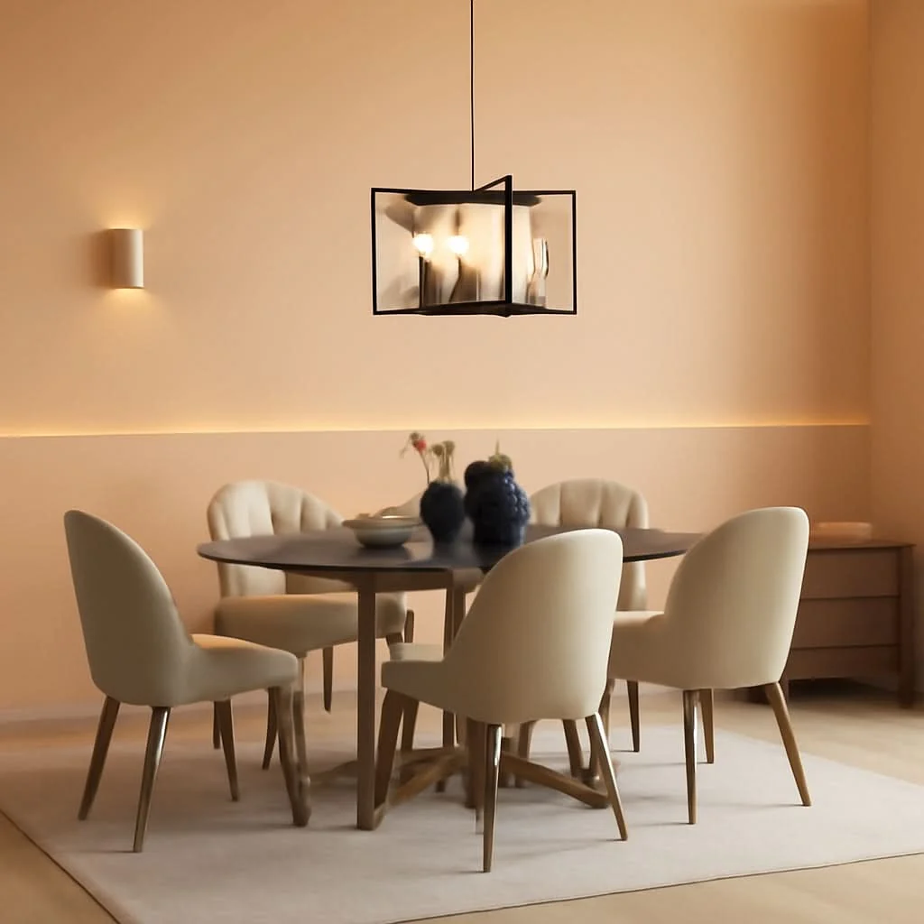 Premium Black Metal Chandelier For Dining Room 6 Light Modern Relaxed