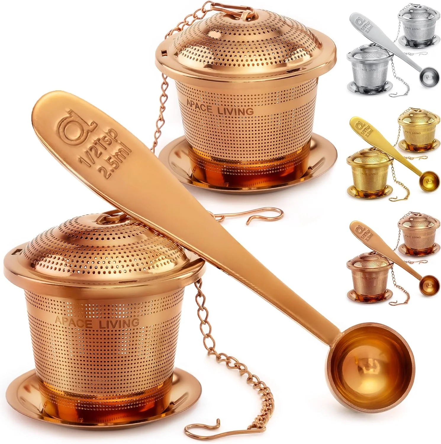 Fine Crafted Tea Infuser Set of 2 with Tea Scoop and Drip Dray – Ultra Fine Tea Strainer for Loose Leaf Tea Eco-Friendly