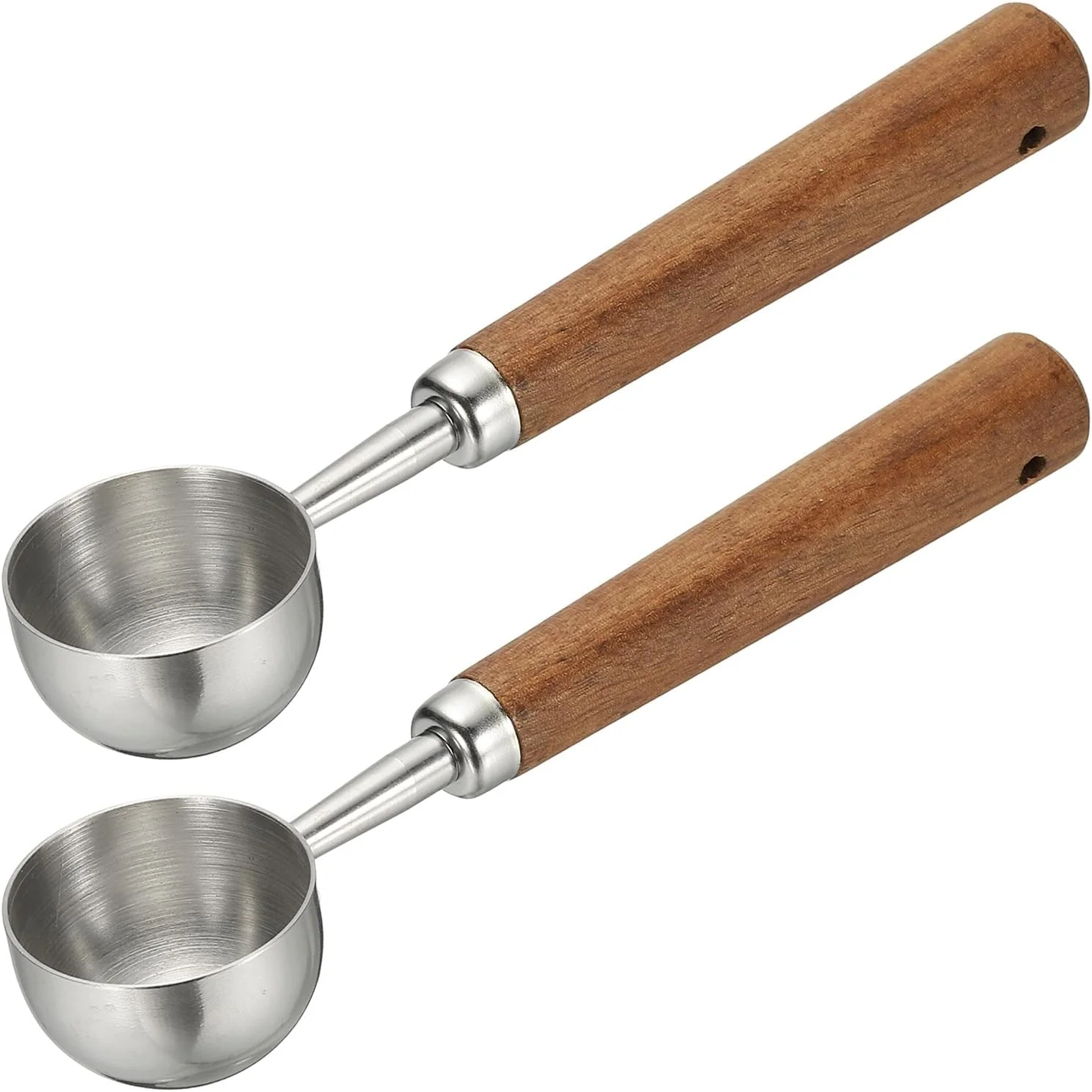 Proven uxcell 2pcs Coffee Measuring Spoon 4 x 0.7 15ml Stainless Steel Coffee Scoop with Wood Handle for Ground Coffee or Loose Leaf Tea Silver High-Grade