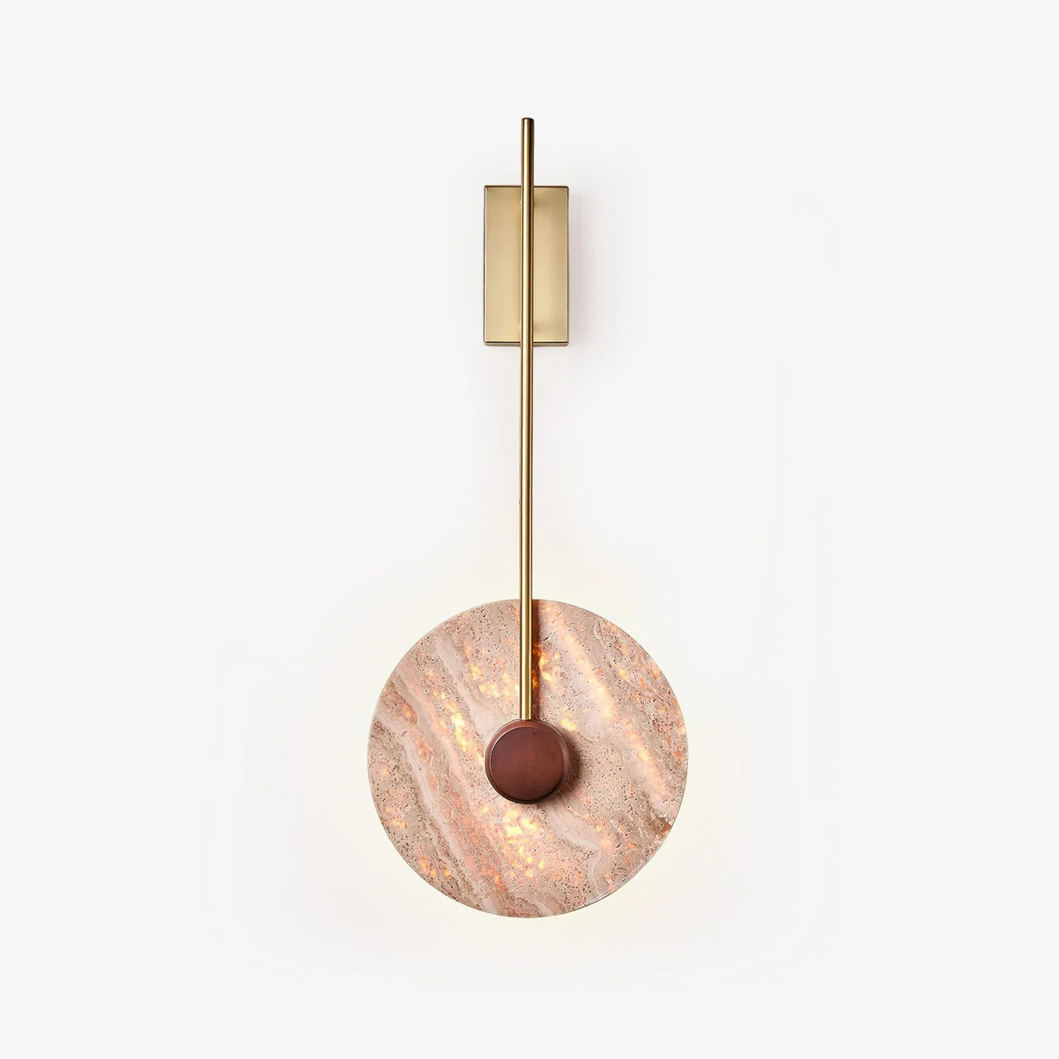 Fine Travertine Disc Wall Lamp Soft