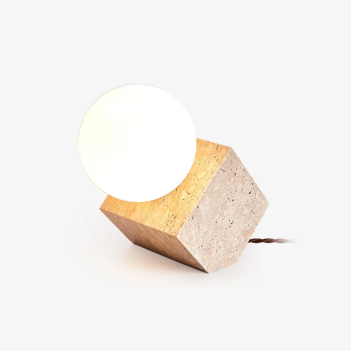 Advanced Cube Stone Table Lamp Natural