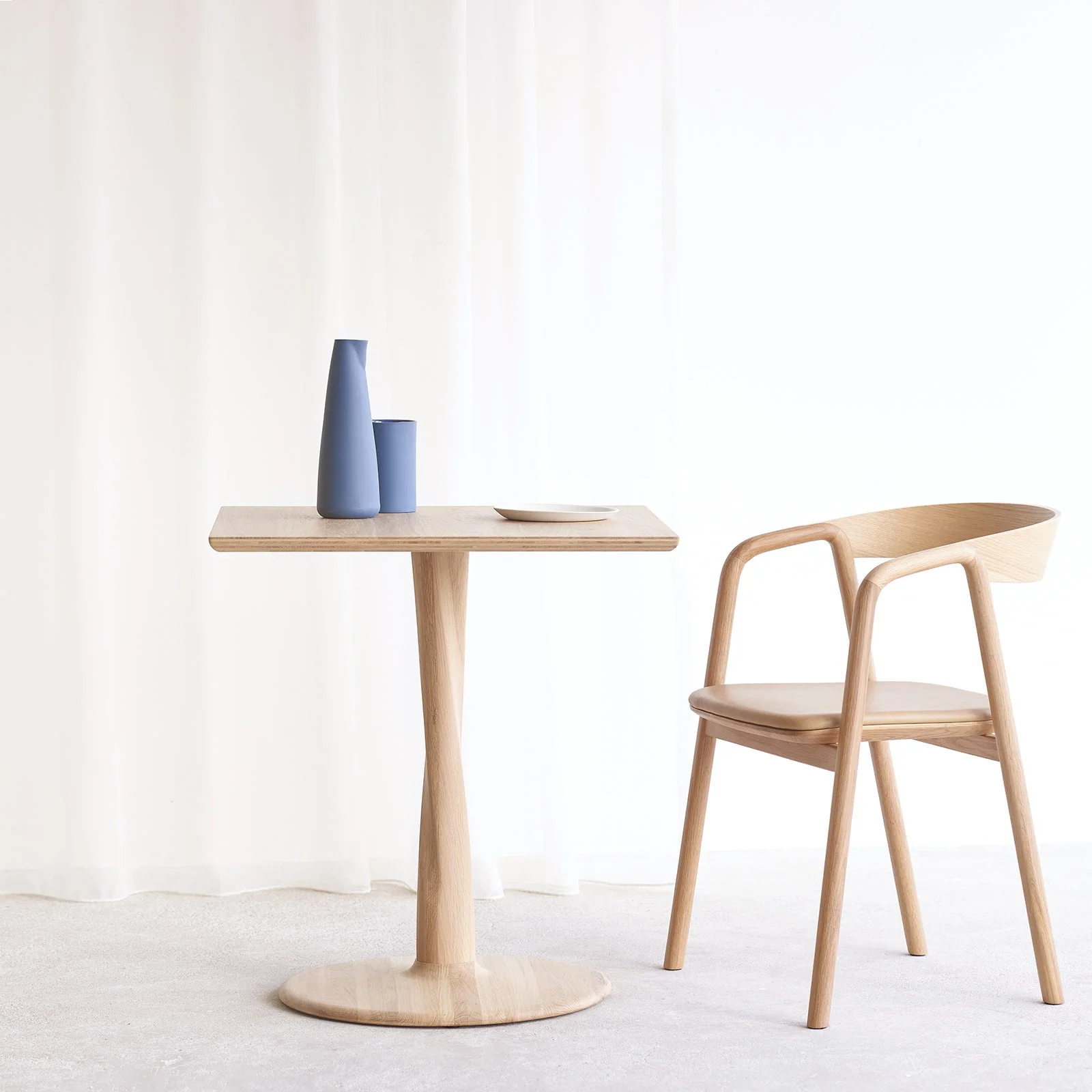 Solid Torsion Square Dining Table Oak – Natural 70cm Authentic