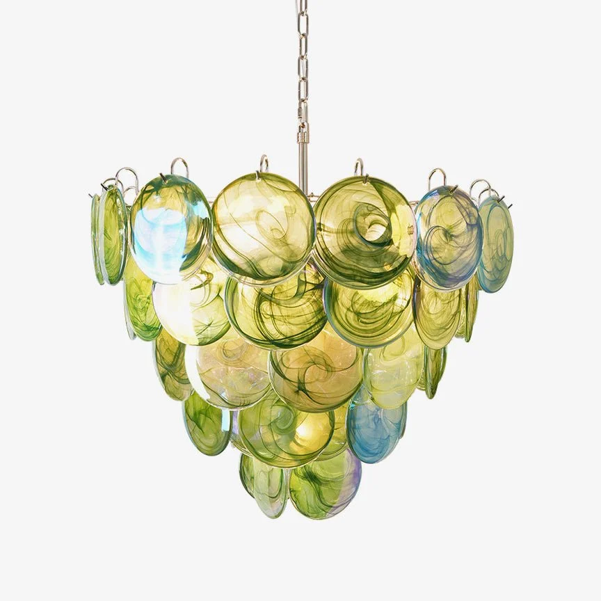 Elegant Green Murano Disc Chandelier Trusted