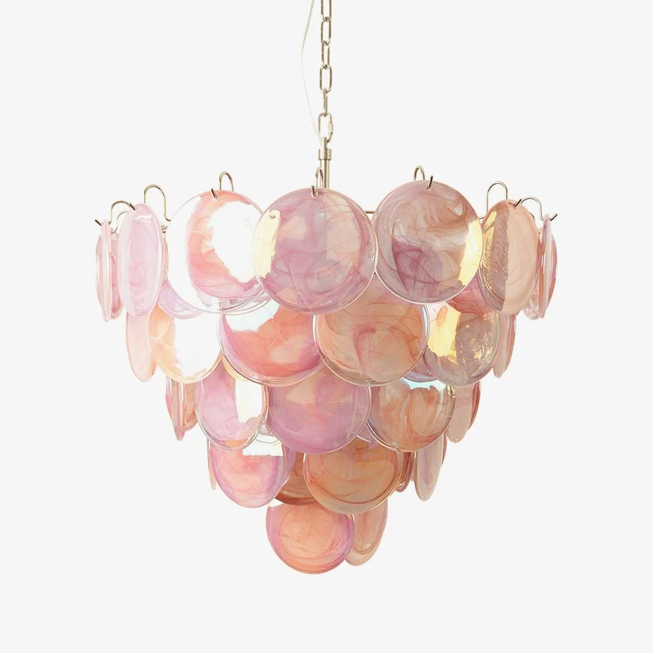 Outstanding Pink Murano Disc Chandelier Official